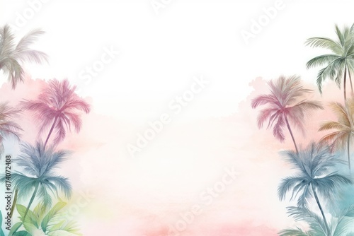 Palm trees outdoors painting nature. © Rawpixel.com