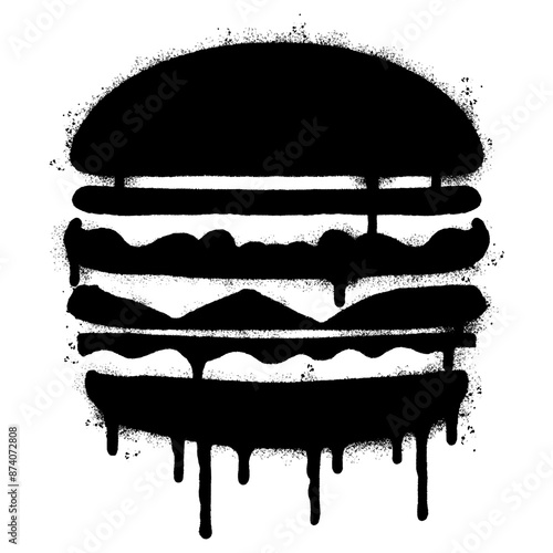 Spray Painted Graffiti burger hamburger icon isolated on white background. vector illustration.