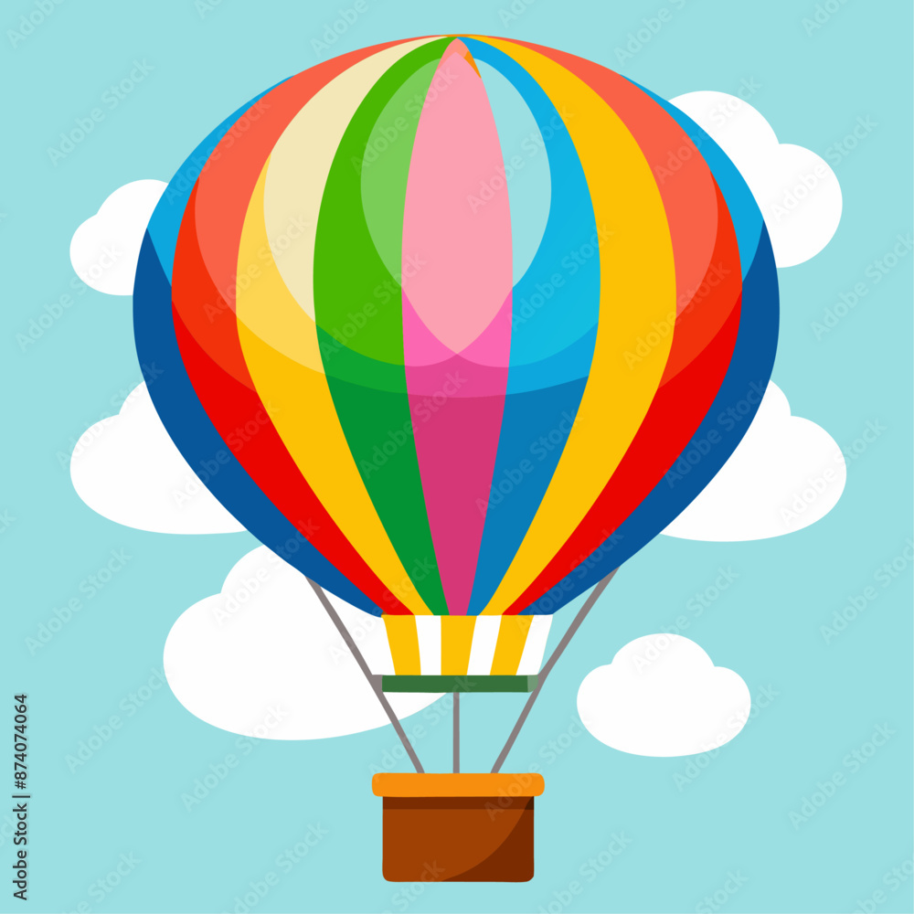Obraz premium hot air balloon in sky with blue background 