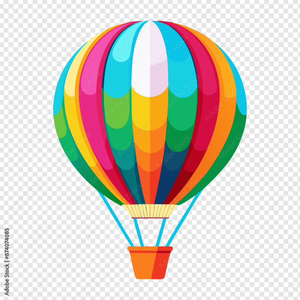 Naklejka premium Hot air balloon landscape. Adventure travel vector illustration
