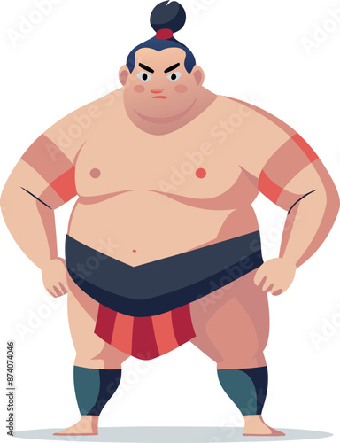 Cartoon Sumo Wrestler Character in Traditional Attire