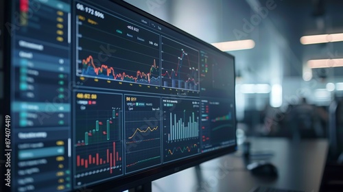 Wallpaper Mural Detailed Stock Market Data on Monitor Torontodigital.ca