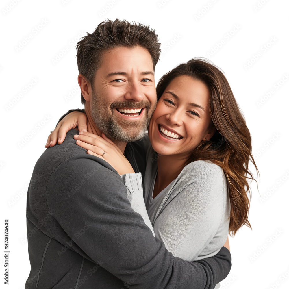 Smiling Couple Embracing, isolated on transparent background. Smiling Couple Embracing, isolated on transparent background.