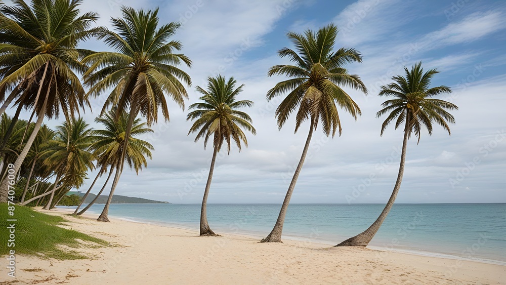 Palm Trees Lining the Sandy Beach in Dominica Palm Trees Lining the Sandy Beach in Dominica
