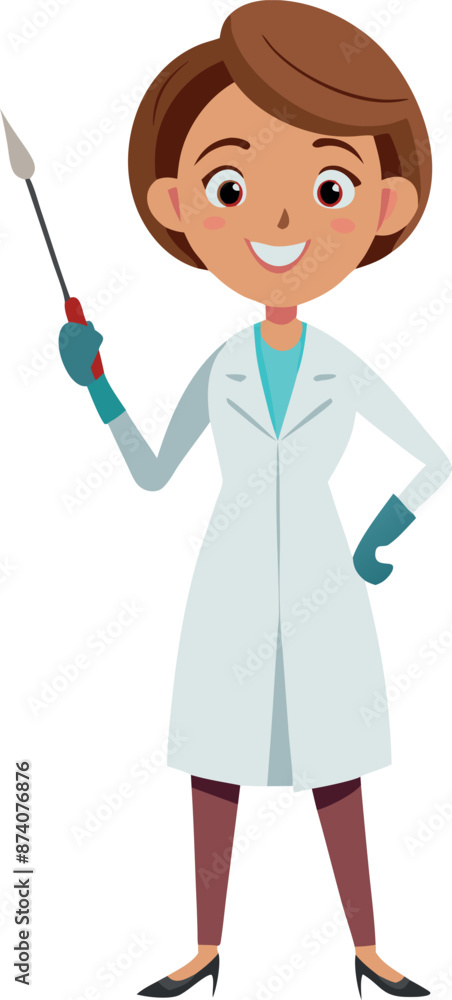 Smiling Female Scientist Holding a Laboratory Tool Smiling Female Scientist Holding a Laboratory Tool