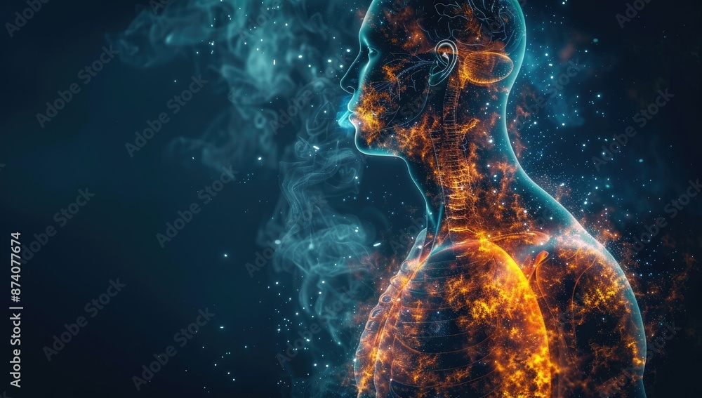 Glowing Illustration of Human Respiratory System Glowing Illustration of Human Respiratory System
