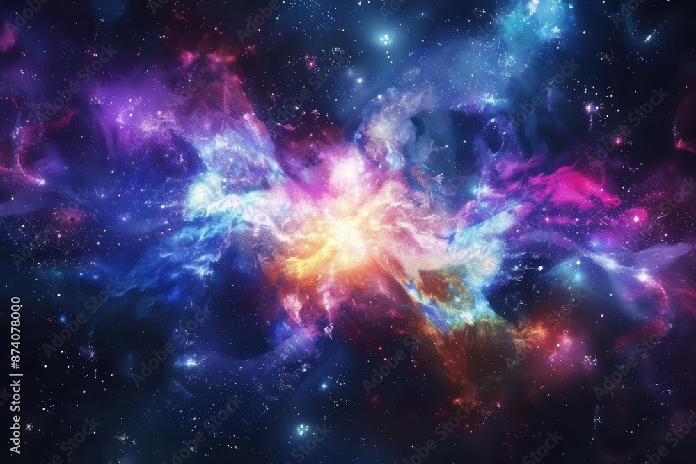 cosmic explosion of vibrant nebulae swirling galaxies and luminous stardust against a deep space backdrop celestial forces unleash a kaleidoscope of colors and ethereal light cosmic explosion of vibrant nebulae swirling galaxies and luminous stardust against a deep space backdrop celestial forces unleash a kaleidoscope of colors and ethereal light