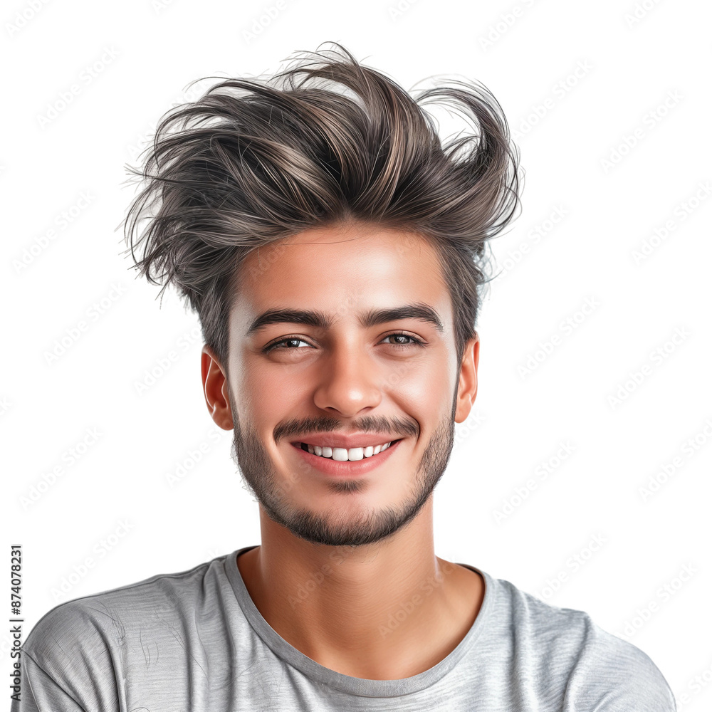 Smiling young man with tousled hair, isolated on transparent background. Smiling young man with tousled hair, isolated on transparent background.