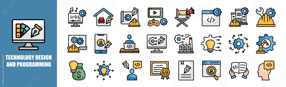 Technology Design and Programming icon set, design, technology, computer, software, web, programming Technology Design and Programming icon set, design, technology, computer, software, web, programming