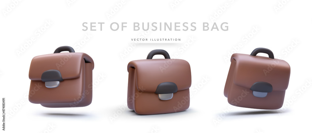 Set of realistic business bags isolated on white background. Vector illustration Set of realistic business bags isolated on white background. Vector illustration