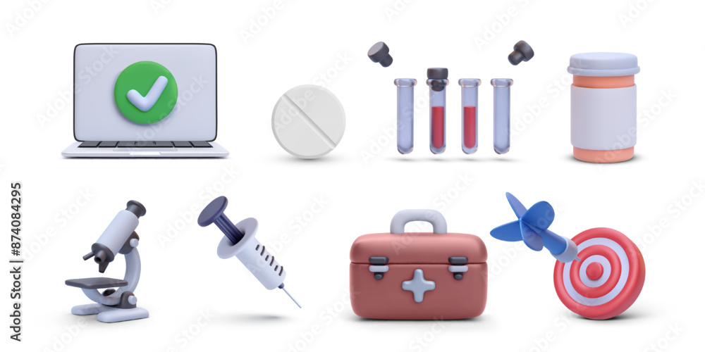 Naklejka premium Set of realistic medical elements isolated on white background. Vector illustration