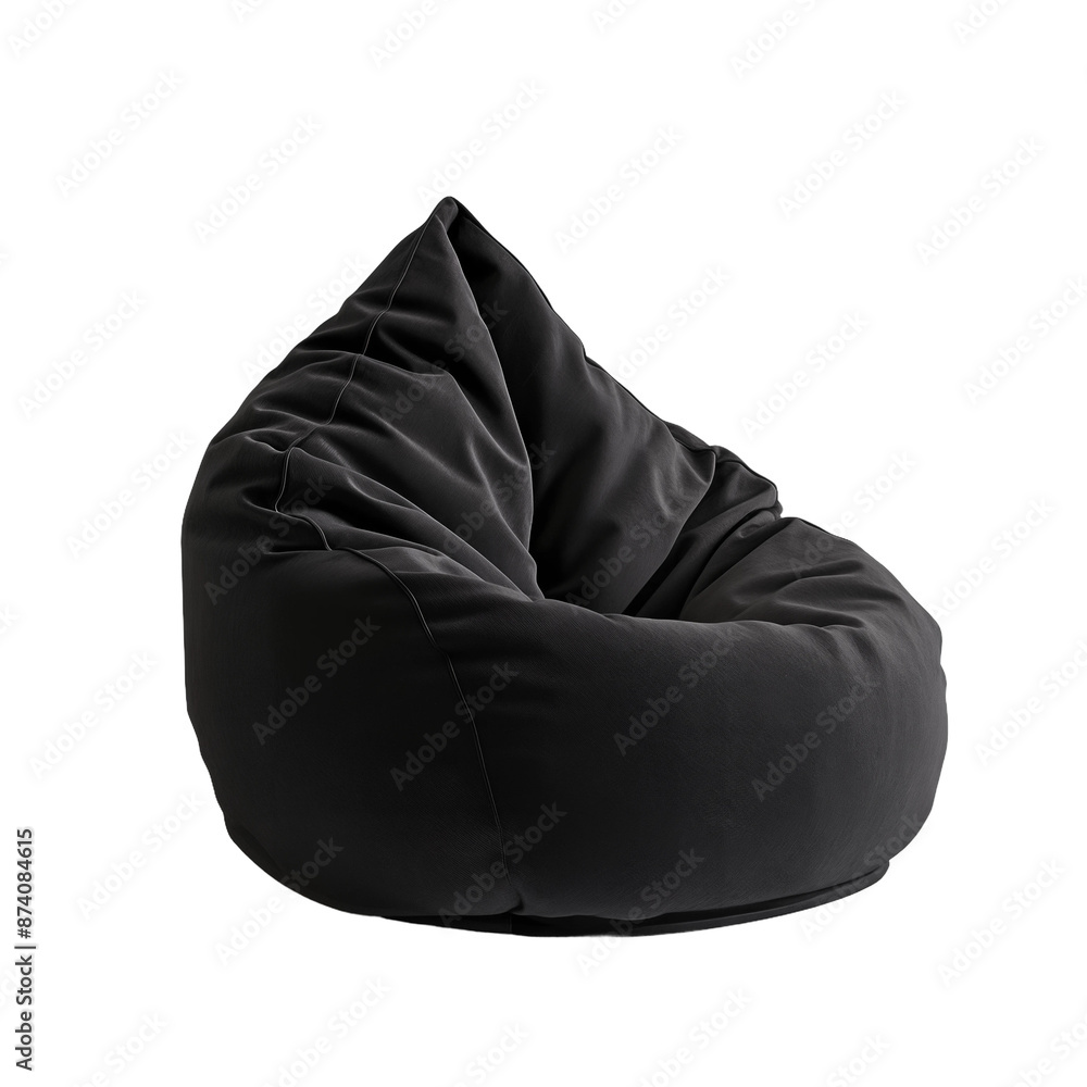 Black bean bag chair, isolated on transparent background. Black bean bag chair, isolated on transparent background.