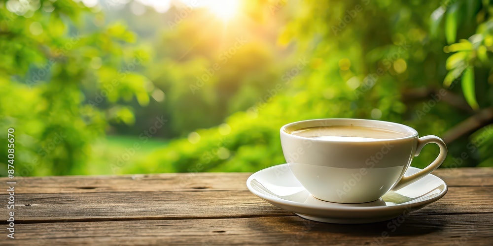Coffee cup with milk in the middle of a serene natural setting, coffee, cup, milk, nature, serene, peaceful, morning Coffee cup with milk in the middle of a serene natural setting, coffee, cup, milk, nature, serene, peaceful, morning