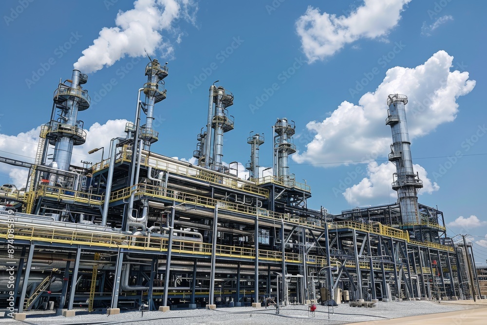 Fototapeta premium Industrial Complex under Blue Skies