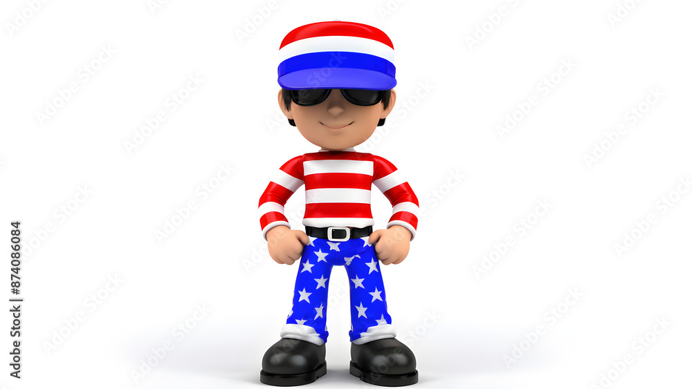 man wearing sunglasses Cartoon, Independence Day of USA, Fourth of July man wearing sunglasses Cartoon, Independence Day of USA, Fourth of July