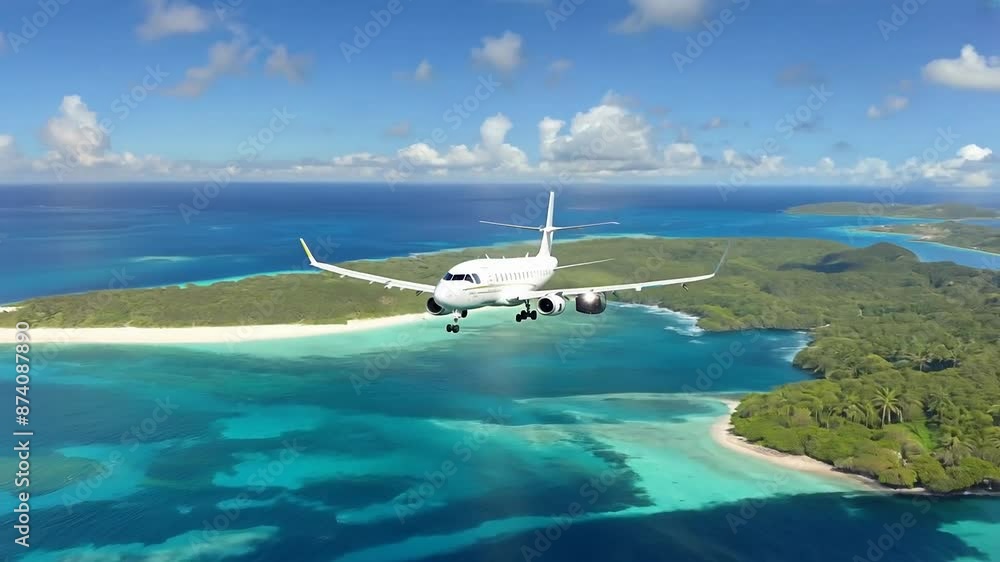 custom made wallpaper toronto digitalTropical island flyover by commercial airplane