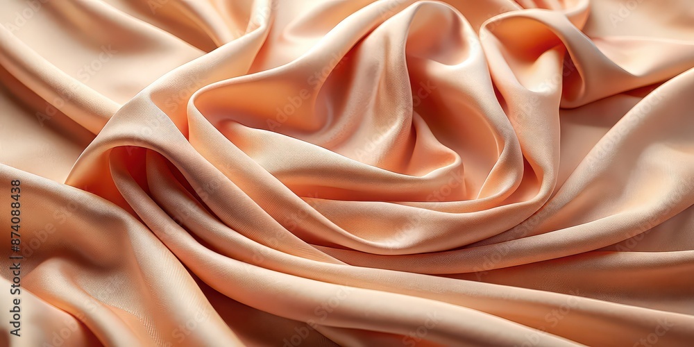 Close-up of peach-colored fabric in flowing folds, peach, fabric, soft, texture, draping, elegant, gentle, smooth, close-up Close-up of peach-colored fabric in flowing folds, peach, fabric, soft, texture, draping, elegant, gentle, smooth, close-up