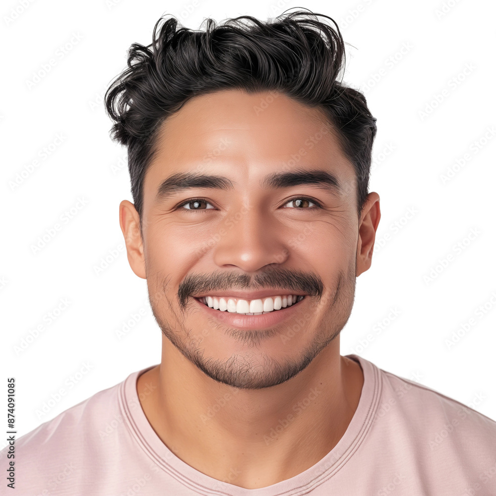 Smiling Young Man with Mustache, isolated on transparent background. Smiling Young Man with Mustache, isolated on transparent background.