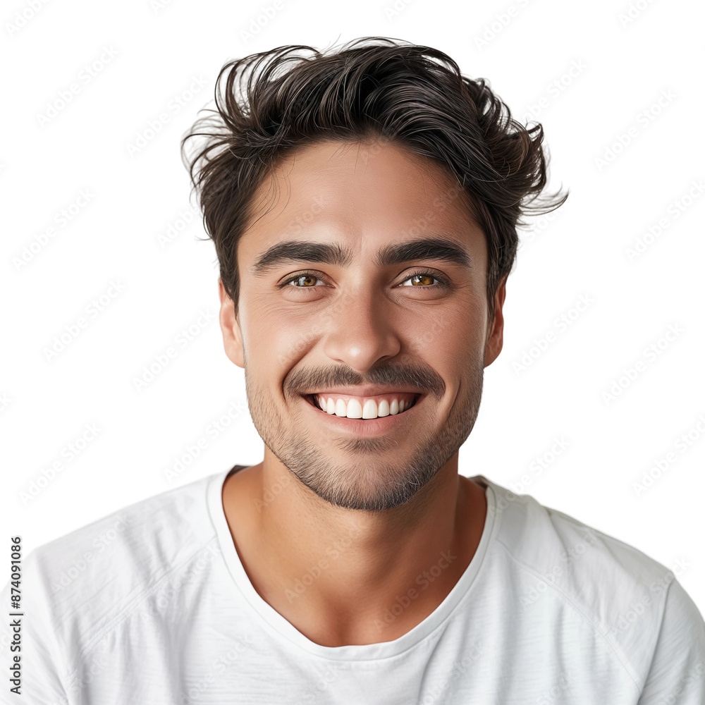 Smiling Young Man in White Shirt, isolated on transparent background. Smiling Young Man in White Shirt, isolated on transparent background.