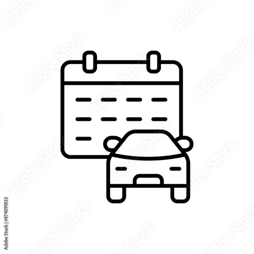 Car rental schedule outline icons, minimalist vector illustration ,simple transparent graphic element .Isolated on white background