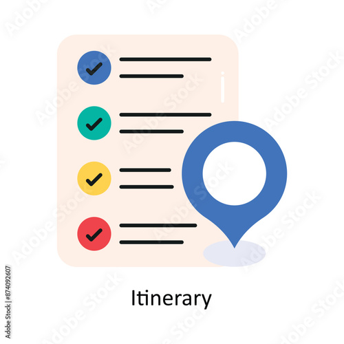 Itinerary vector Flat Design illustration. Symbol on White background EPS 10 File 