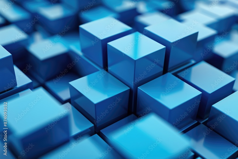 Cubes. Three-Dimensional Digital Blue Cubes Abstract Background Cubes. Three-Dimensional Digital Blue Cubes Abstract Background
