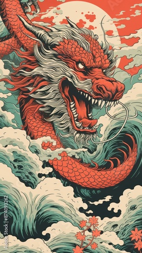 Wallpaper Mural Chinese dragon drawing representation backgrounds. Torontodigital.ca