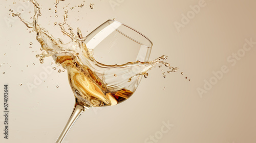 Liquid splashing out of a wine glass