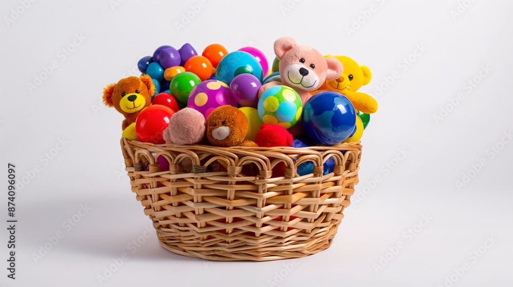 Colorful toy basket isolate on white background. Colorful toy basket isolate on white background.