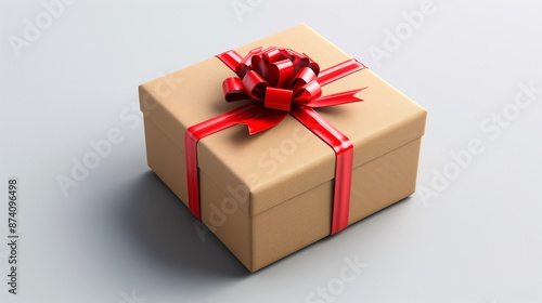 Minimalist design gift box isolate on white background.