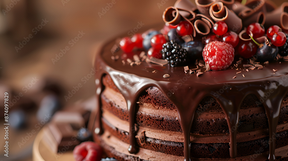chocolate cake with strawberries and berries chocolate cake with strawberries and berries