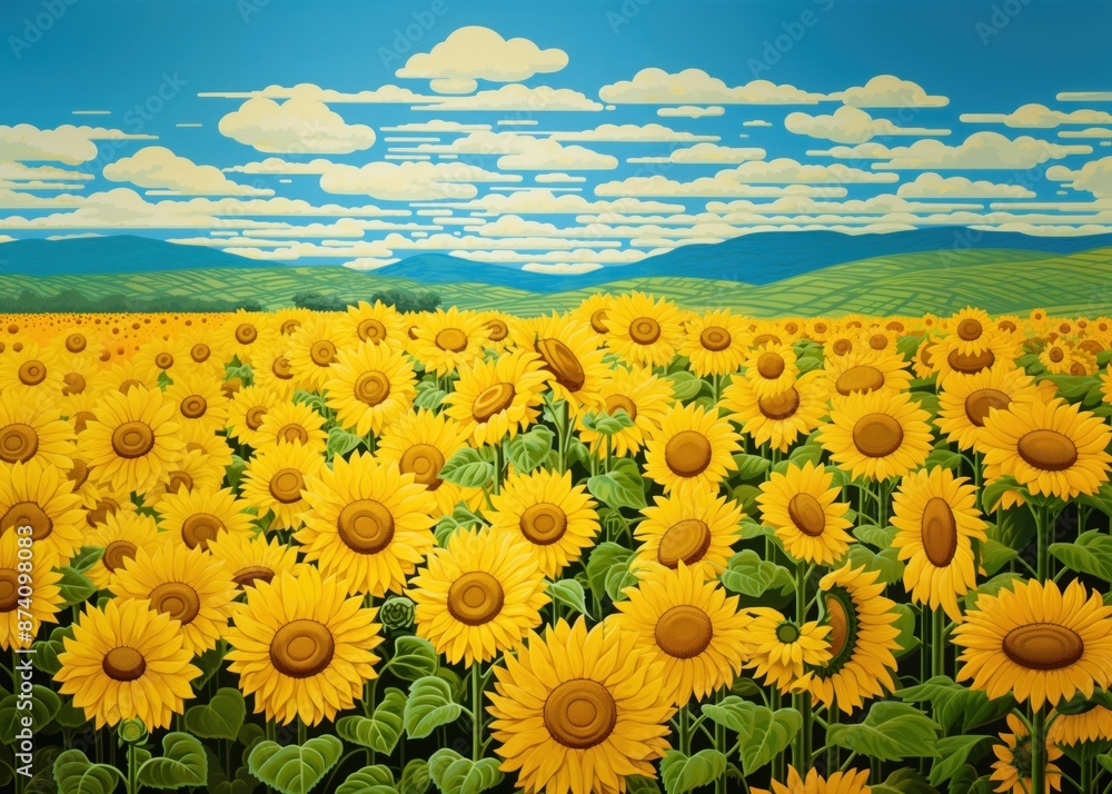 Fototapeta premium Sunflower field nature landscape outdoors.