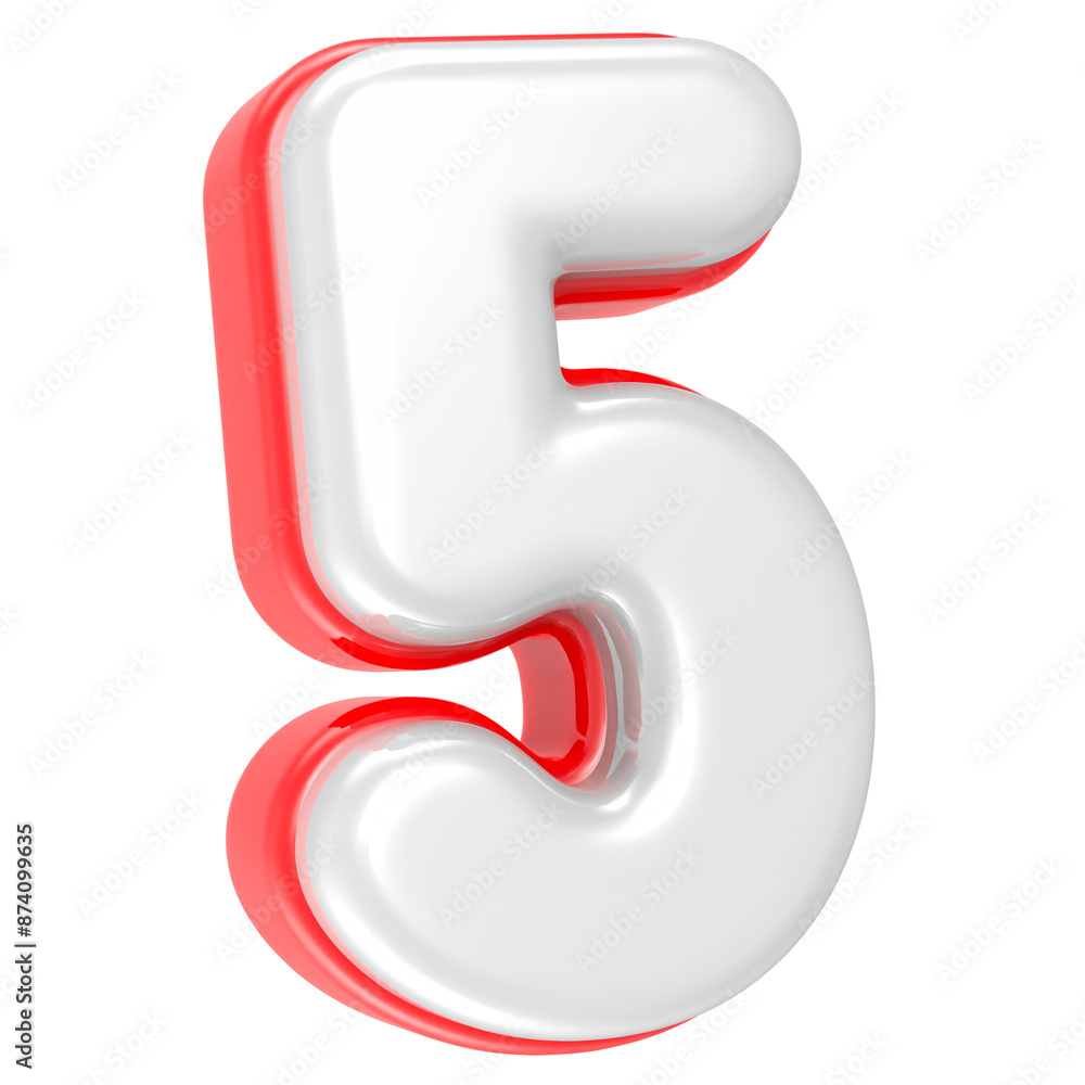 3d rendering Number 5 isolated 3d rendering Number 5 isolated