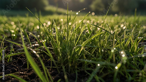 grass in the morning