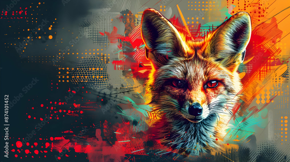 Fototapeta premium Abstract Fox Illustration with Vibrant Colors