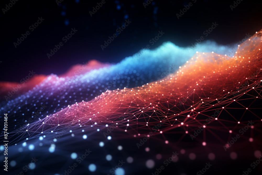 Obraz premium Abstract technology mesh digital line electronic network data innovation concept background.