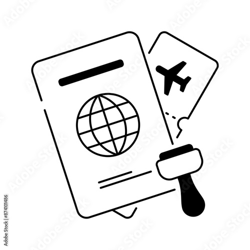 Passport icon. passport, travel, vacation, immigration, Identity, boarding pass. Vector icon illustration