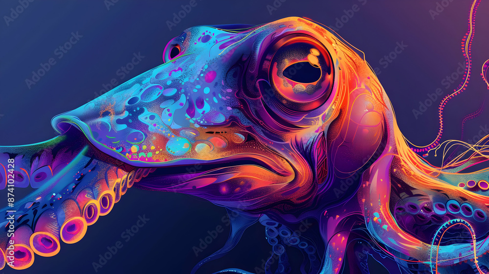 Neon Octopus Illustration Neon Octopus Illustration