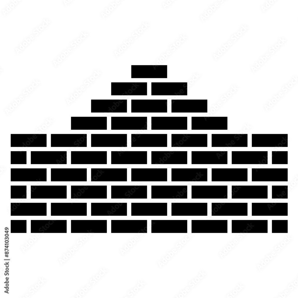 Brick Wall Black icon Vector