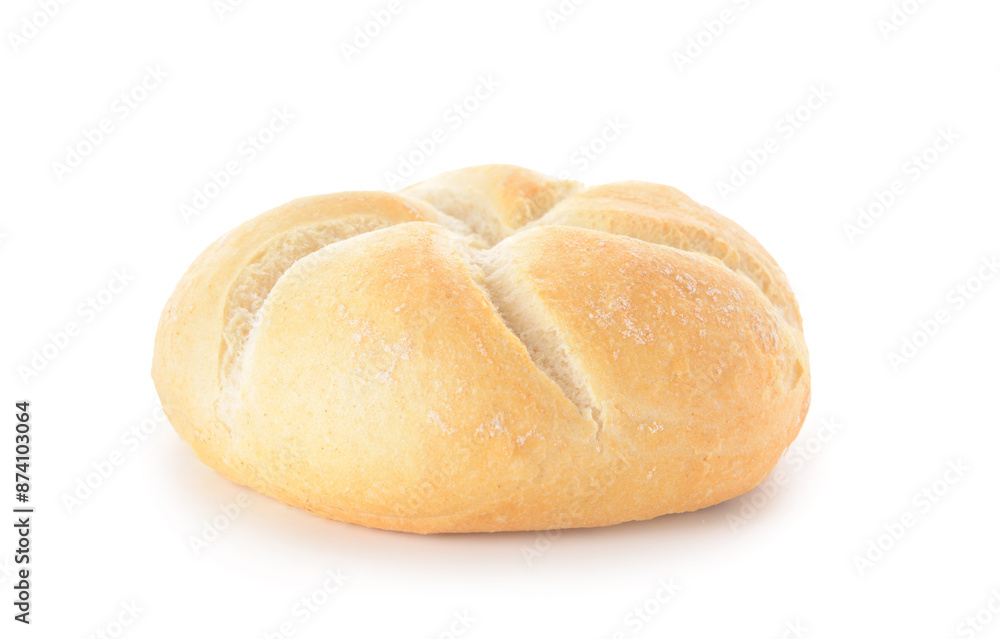 Delicious kaiser roll on white background Delicious kaiser roll on white background