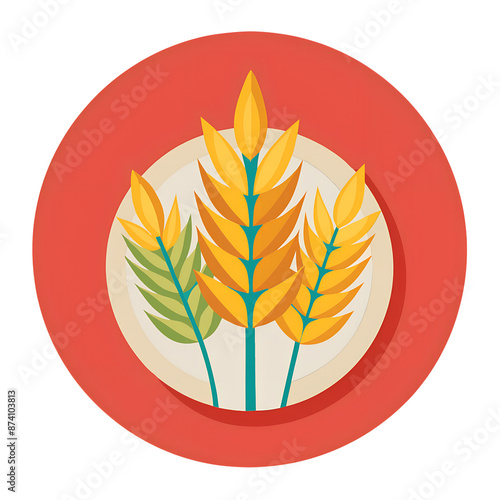 Beautiful logo of wheat ears on a plate