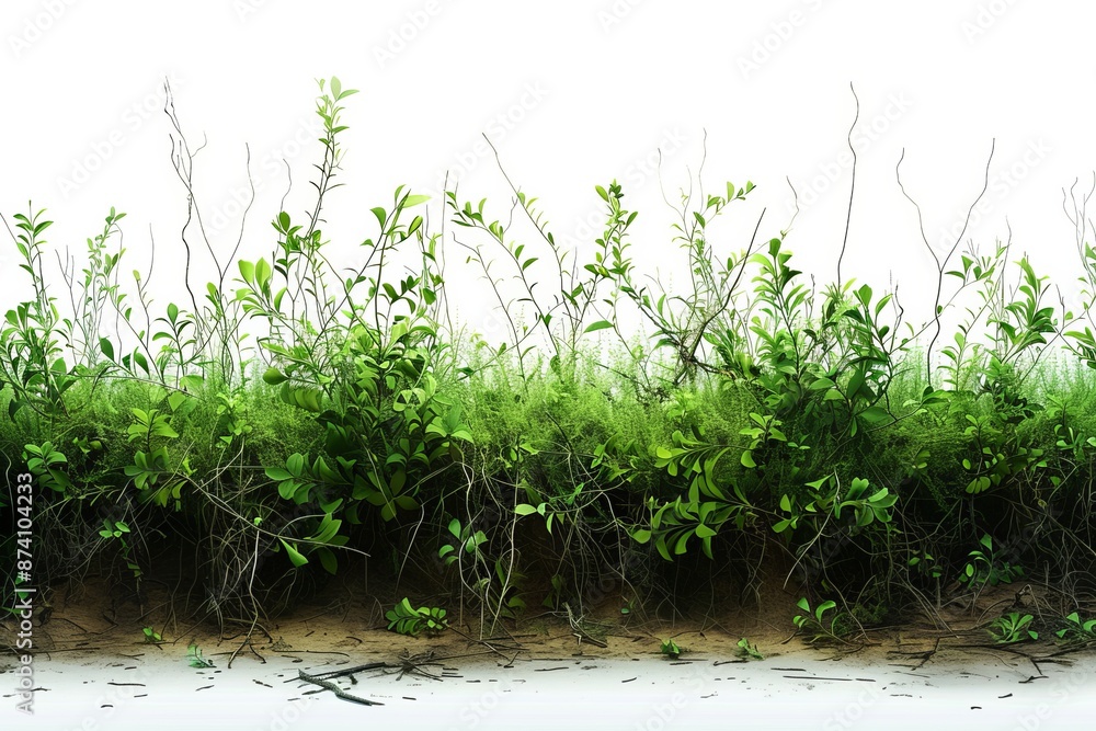 Obraz premium Fresh green grass with dew drops, creating a vibrant and natural landscape under bright daylight