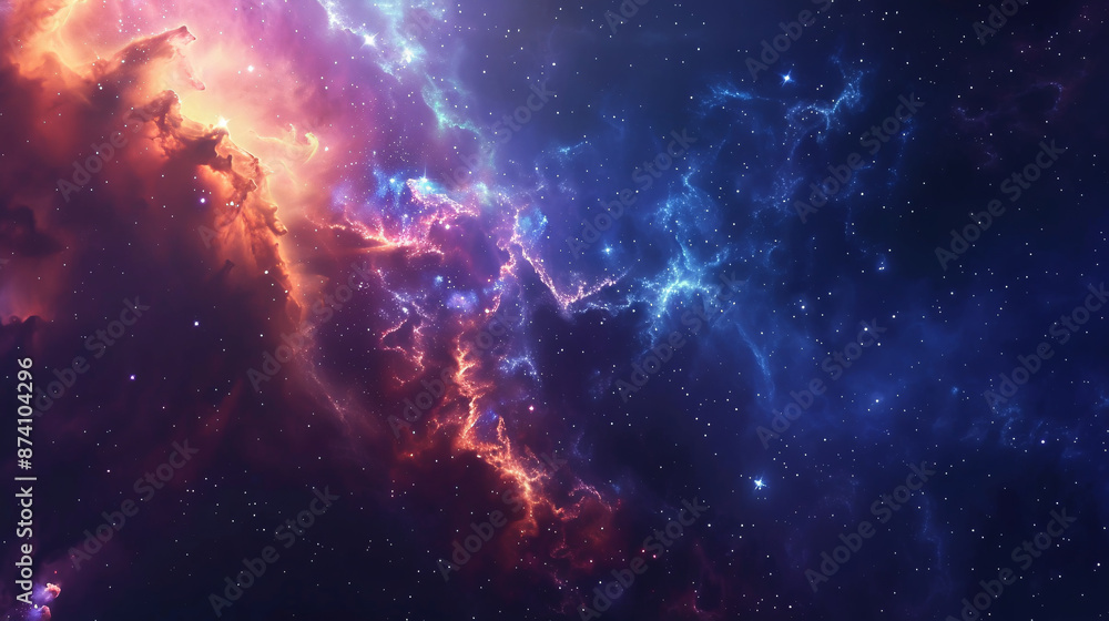 Naklejka premium Nebula and galaxies in space Abstract cosmos background 