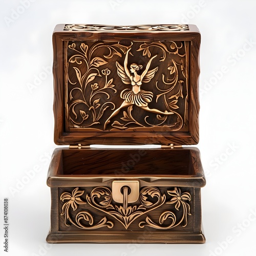 Elegant Vintage Music Box Reveals Captivating Ballerina in Soft Warm Lighting