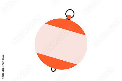 Hand drawn cute cartoon illustration water buoy. Flat vector safety beach buoy doodle style. Swimming area limitation. Support or help icon. Protection or assistance. SOS. Danger situation. Isolated.