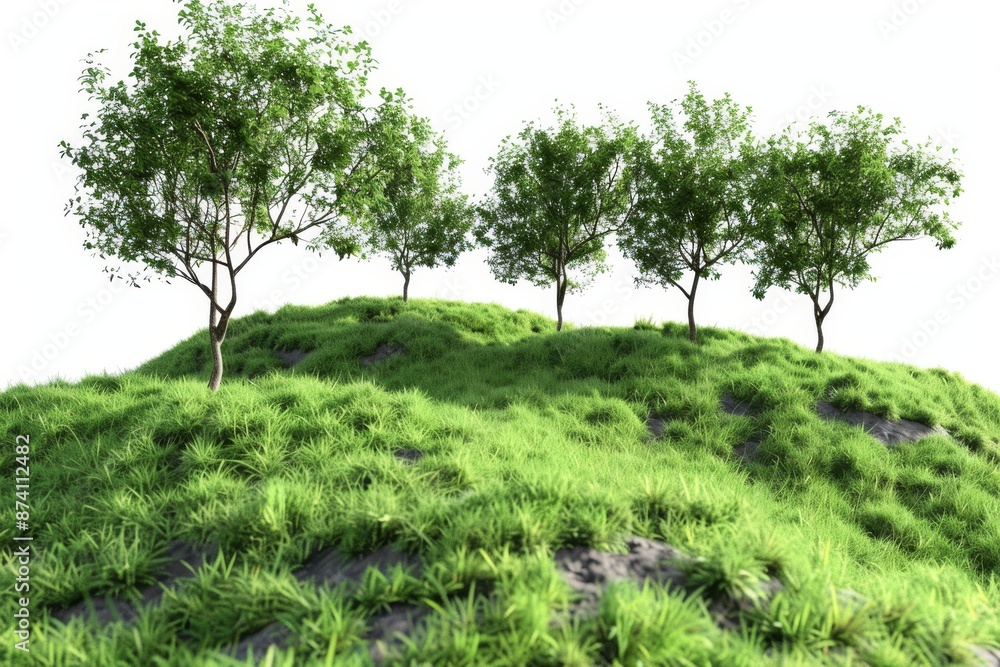 Three Trees on a Green Hill Creating a Serene and Natural Outdoor Scene Three Trees on a Green Hill Creating a Serene and Natural Outdoor Scene