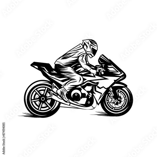 black and white sport biker to color vector illustration ride super sport bike