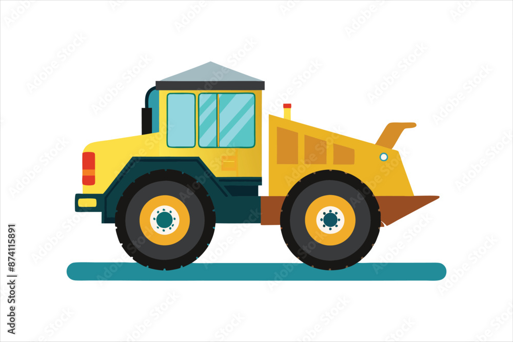 realistic Wheel Tractor Scraper Construction vehicle vector art illustration realistic Wheel Tractor Scraper Construction vehicle vector art illustration