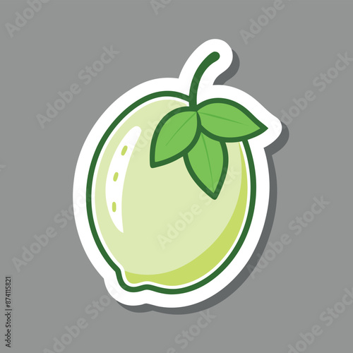 Honeydew sticker isolated on light gray backdrop with white outline
