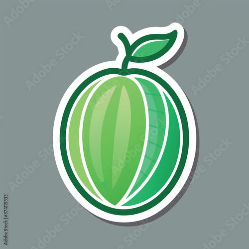 Honeydew sticker isolated on light gray backdrop with white outline
